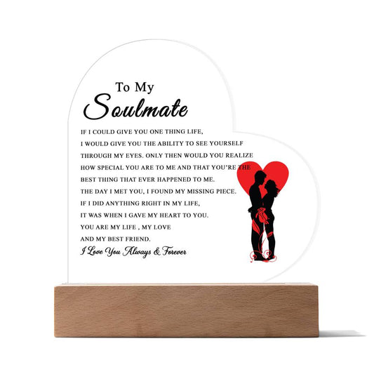To My Soulmate Acrylic Plaque, Gifts for Wife, Soulmate from Husband Soulmate Gift