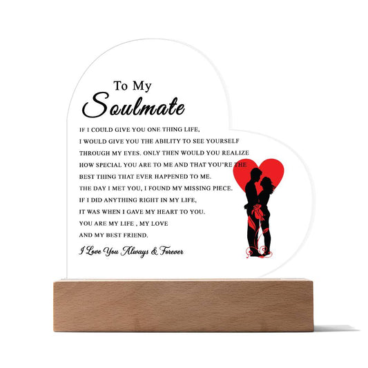 To My Soulmate Acrylic Plaque, Gifts for Wife, Soulmate from Husband Soulmate Gift