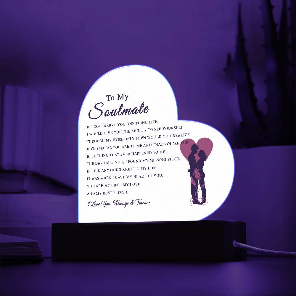 To My Soulmate Acrylic Plaque, Gifts for Wife, Soulmate from Husband Soulmate Gift