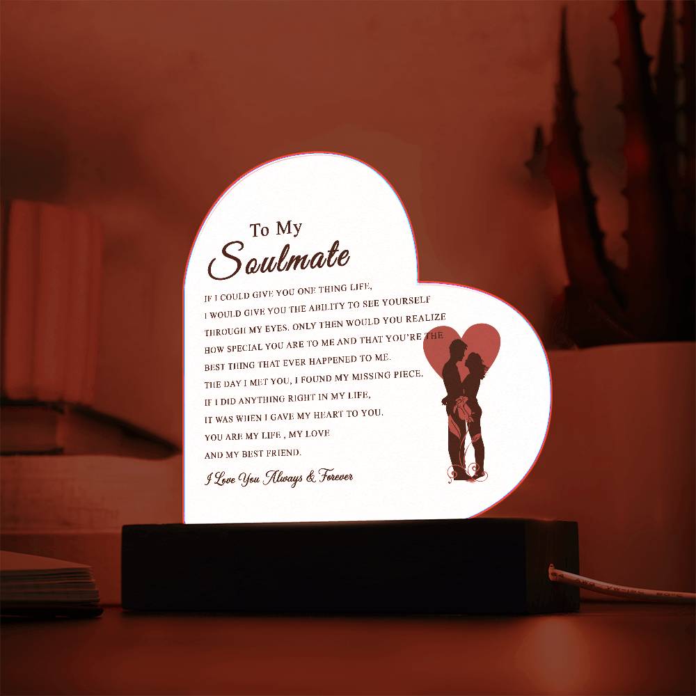 To My Soulmate Acrylic Plaque, Gifts for Wife, Soulmate from Husband Soulmate Gift