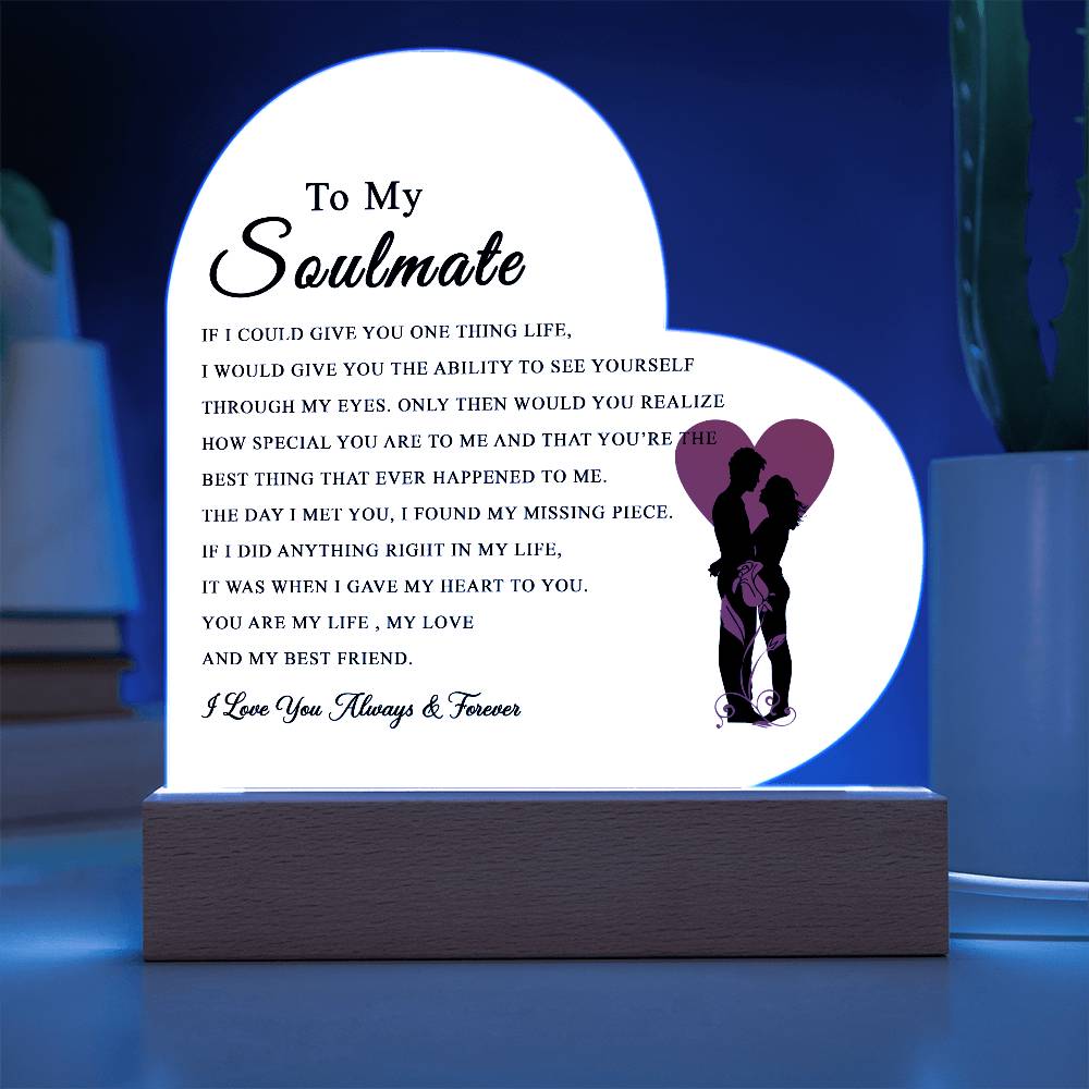 To My Soulmate Acrylic Plaque, Gifts for Wife, Soulmate from Husband Soulmate Gift