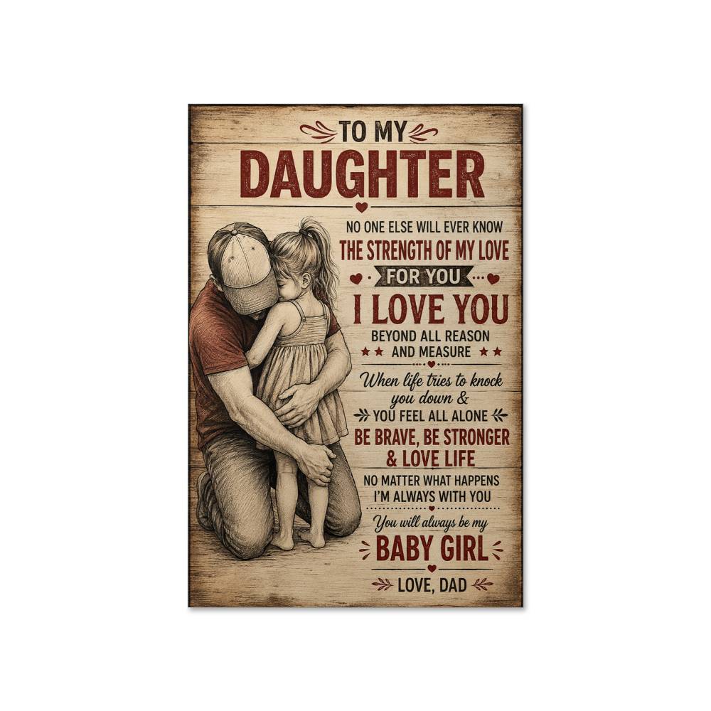 To My Daughter Poster, Father Daughter Love Wall Art, Inspirational Gift From Dad