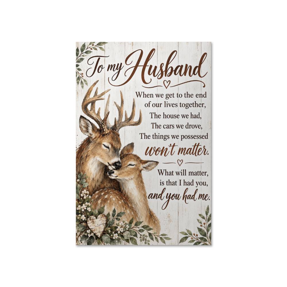 To My Husband Deer Couple Poster, Romantic Husband Gift