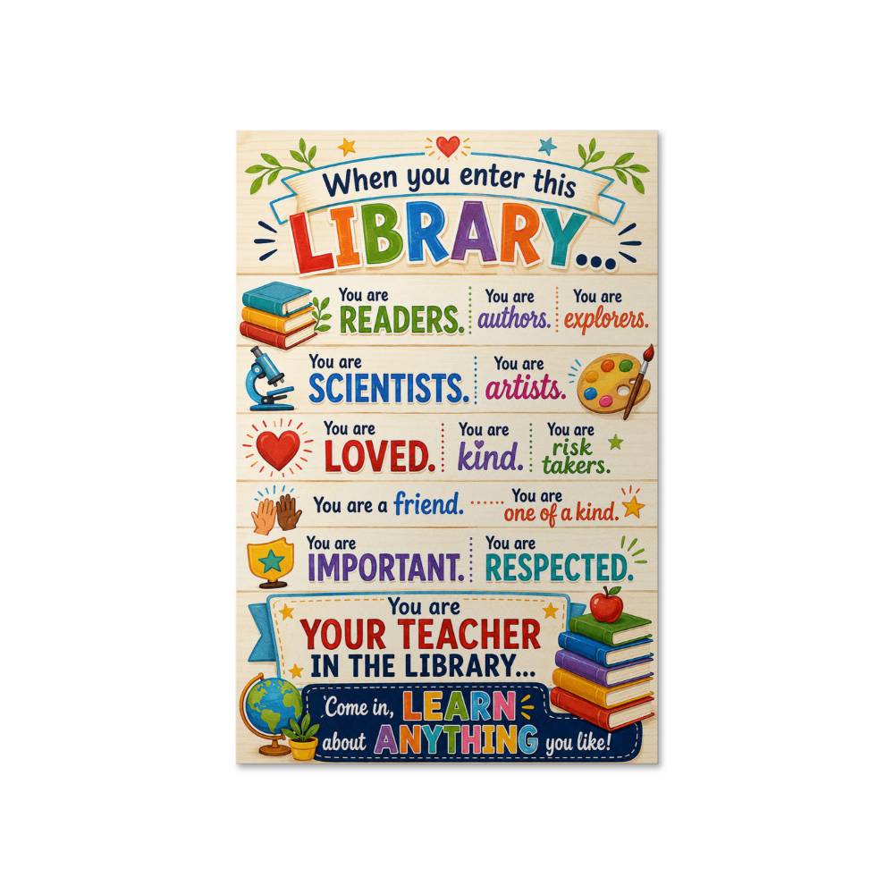 Librarian When You Enter This Library Poster, Library Rules Wall Art, Librarian Gift, Reading Quote Print