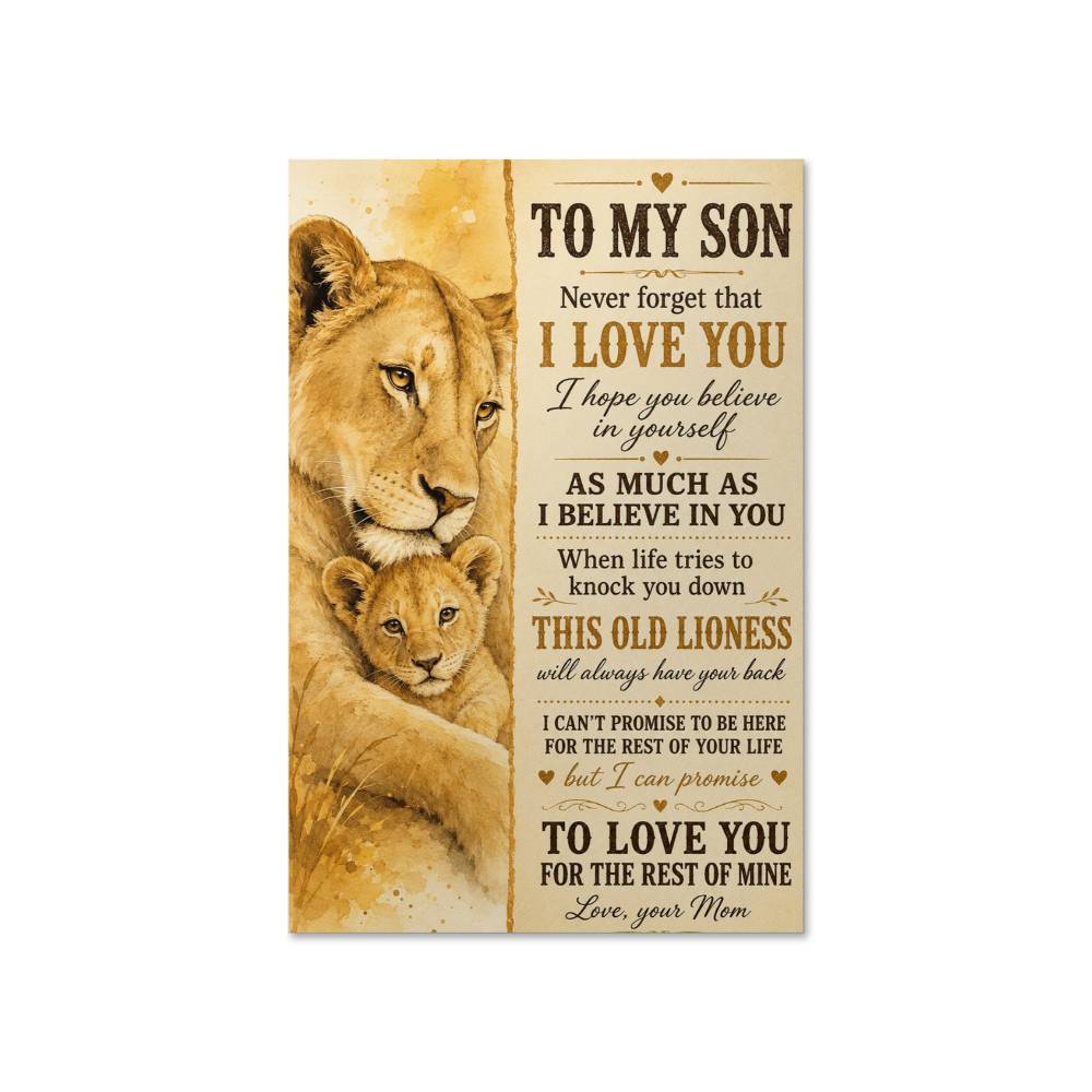 To My Son Lion Poster from Mom, Gift for Son, Father Son Lion Wall Art, Sentimental Family Print