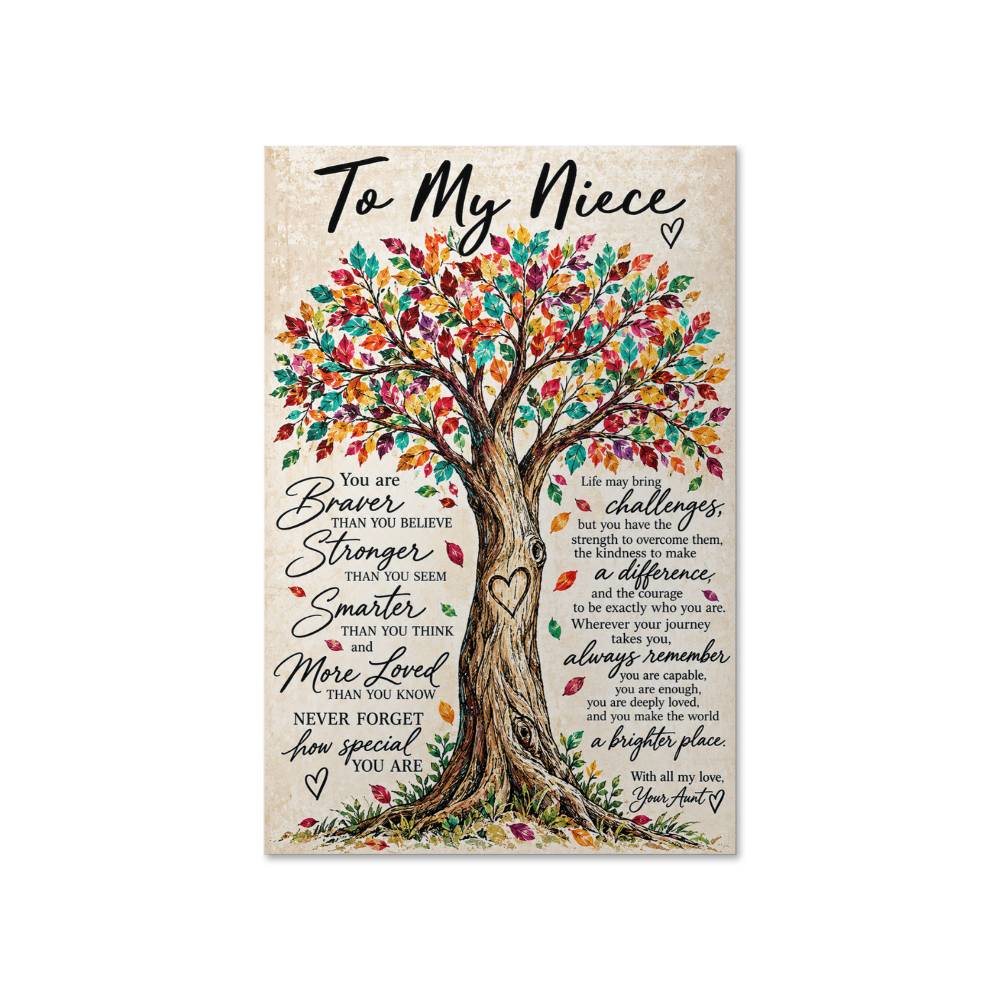 To My Niece Colorful Tree Poster, Inspirational Niece Gift From Aunt, Love & Encouragement Wall Art