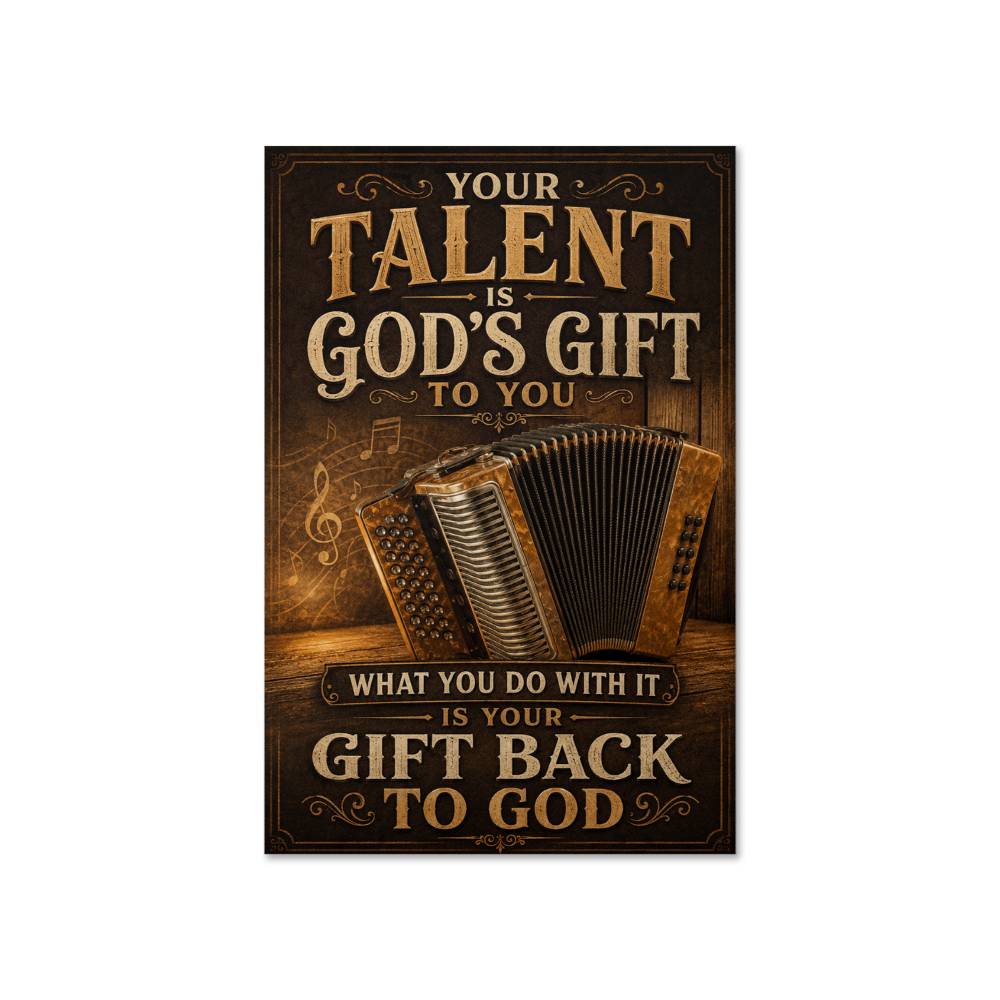 Accordion Your Talent Is God's Gift Poster, Inspirational Accordion Wall Art, Musician Gift