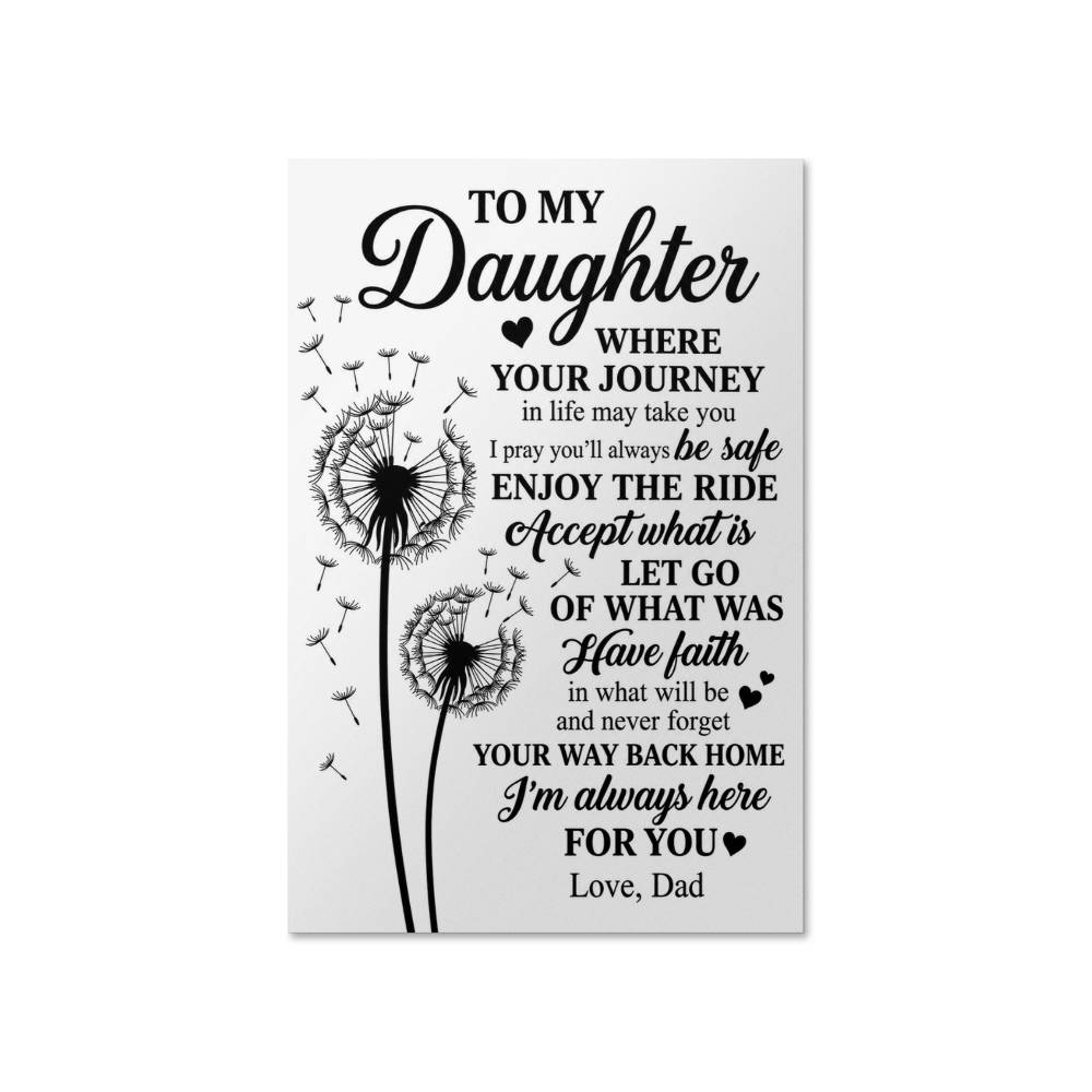 To My Daughter Dandelion Dad Love Quote Canvas Wall Art - Inspirational Graduation Gift Decor Poster