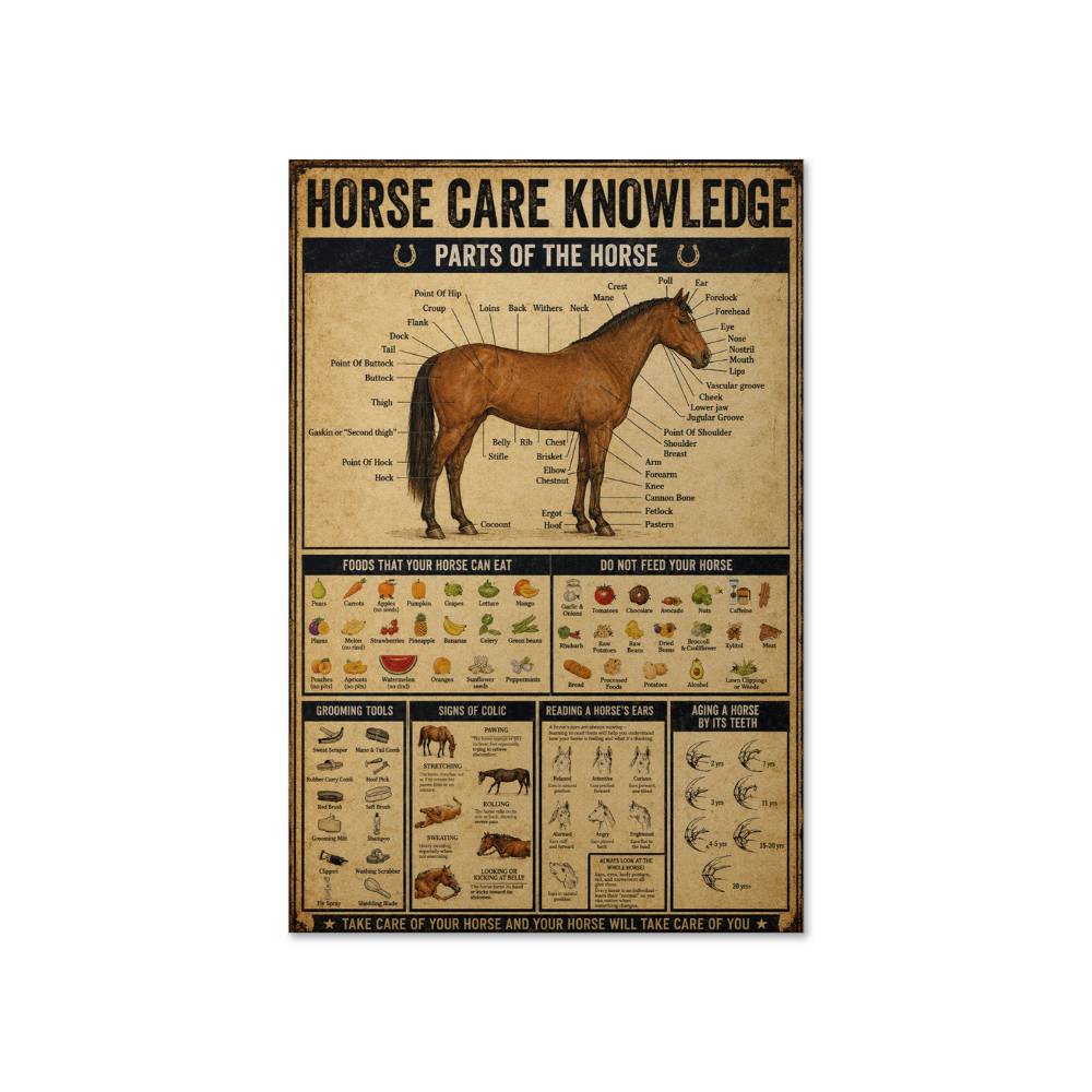 Horse Care Knowledge Home Decor Wall Art Poster