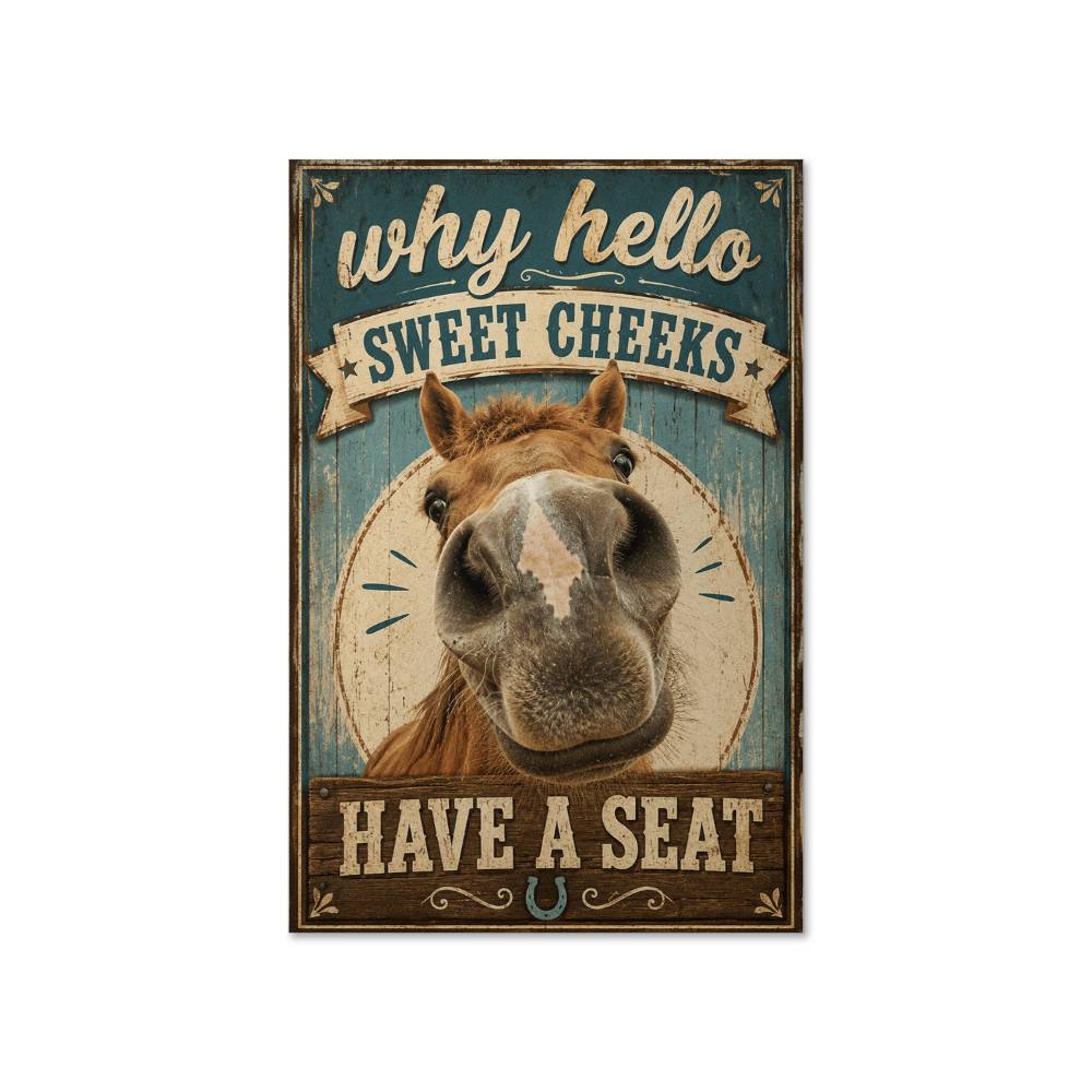 Why Hello Sweet Cheeks Horse Poster, Funny Horse Wall Art, Rustic Farmhouse Decor, Horse Lover Gift