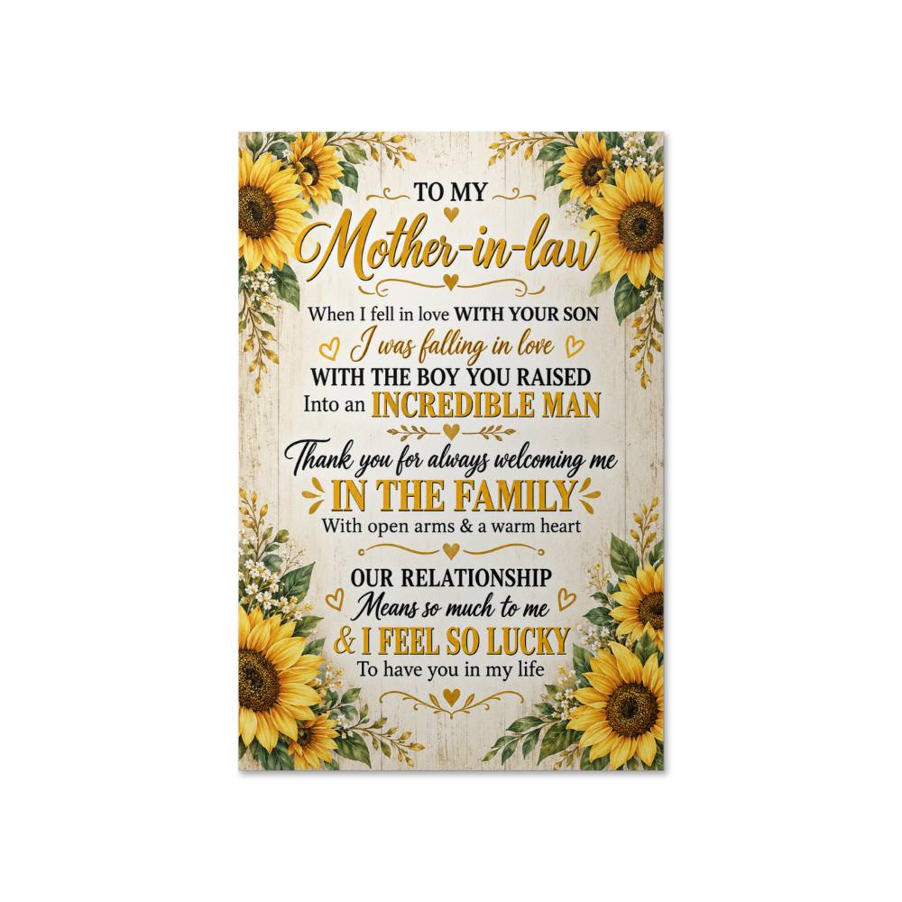 To My Mother-in-Law Sunflower Poster