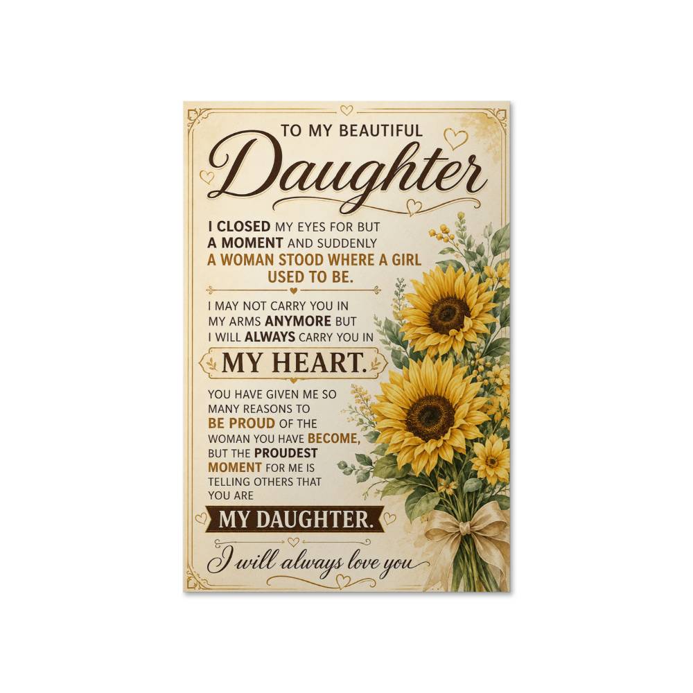 Daughter Poster Gift from Dad, To My Daughter Wall Art, Sentimental Family Print