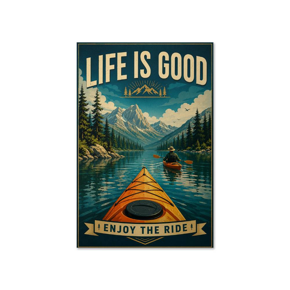 Kayaking Life Is Good Poster, Motivational Kayak Wall Art, Kayaker Gift, Outdoor Adventure Quote Print