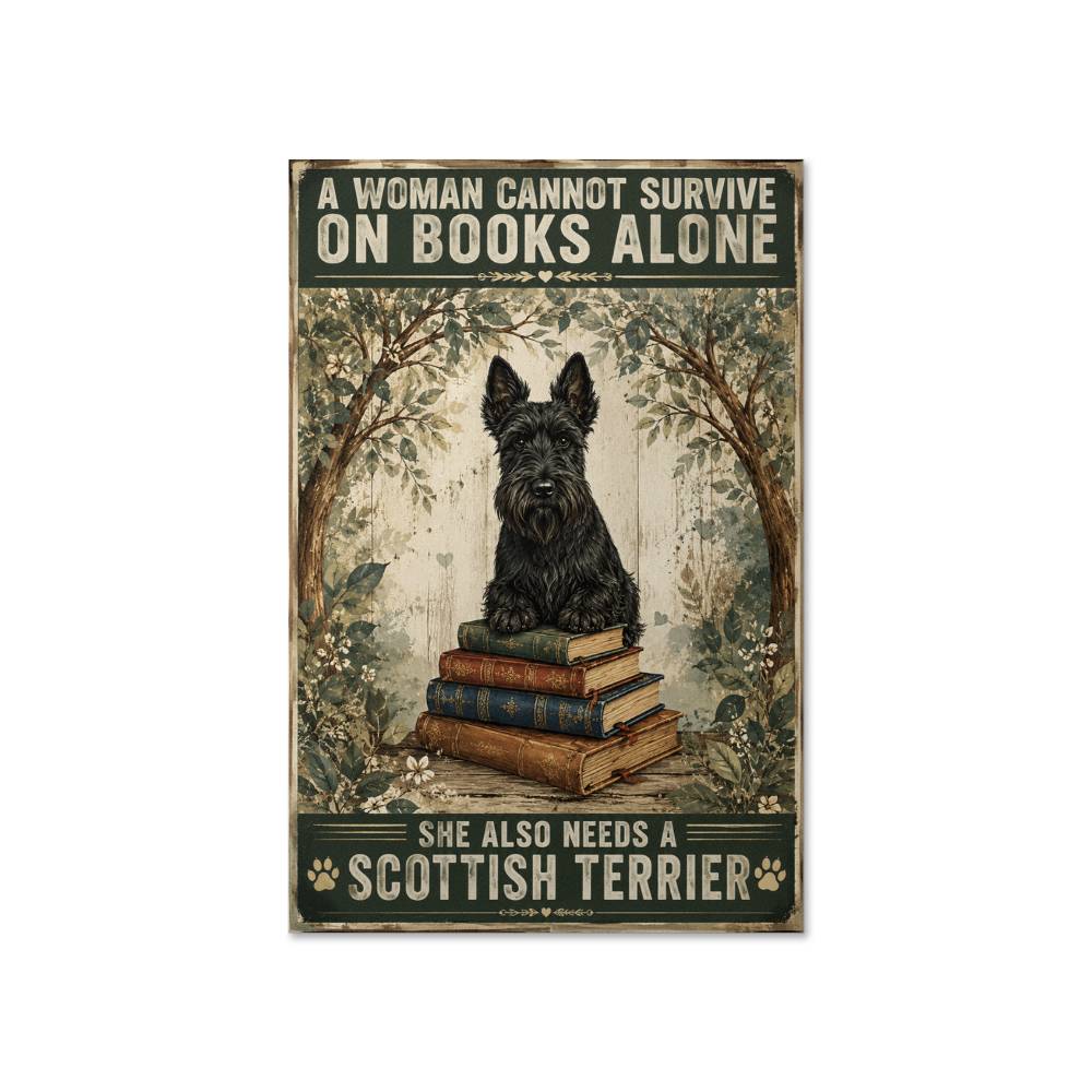 Scottish Terrier Dog Poster,Scottish Terrier And Books Poster
