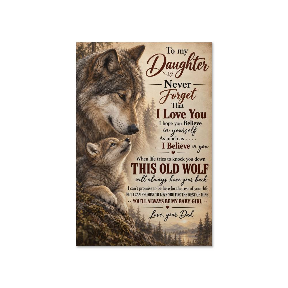 Father to Daughter Wolf Poster, Inspirational Quote Wall Art, Dad Daughter Gift