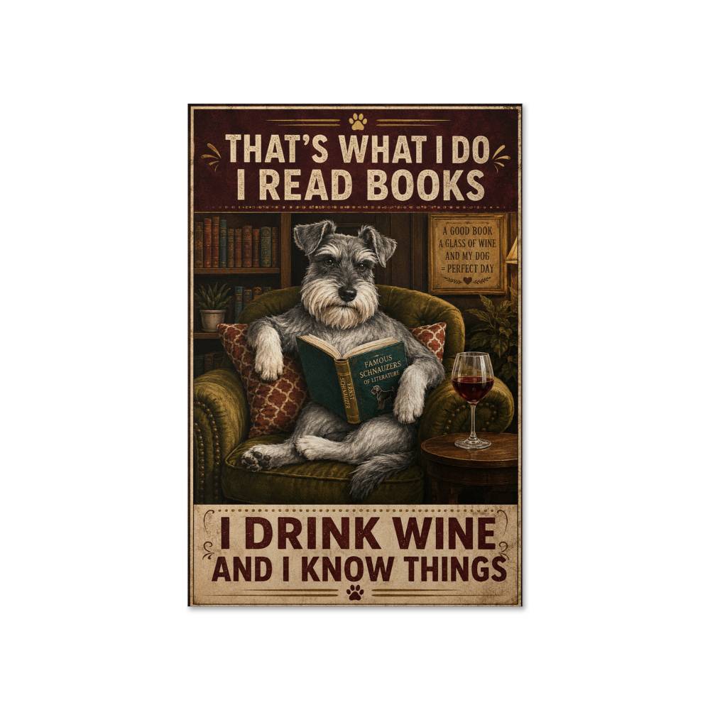 That's What I Do I Read Books I Drink Wine and I Know Things Schnauzer Dog Poste