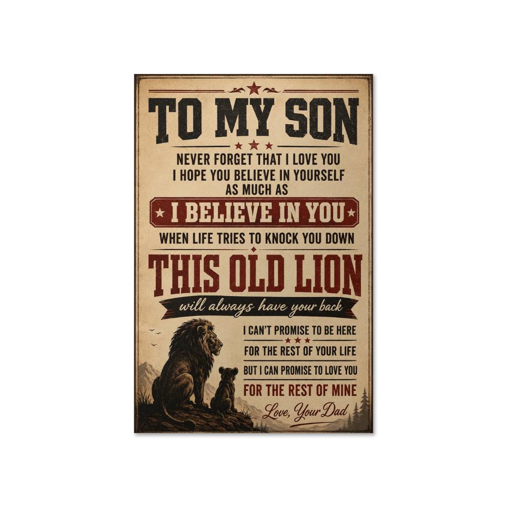 To My Son Lion Dad Poster, Gift from Dad to Son, Father Son Lion Wall Art