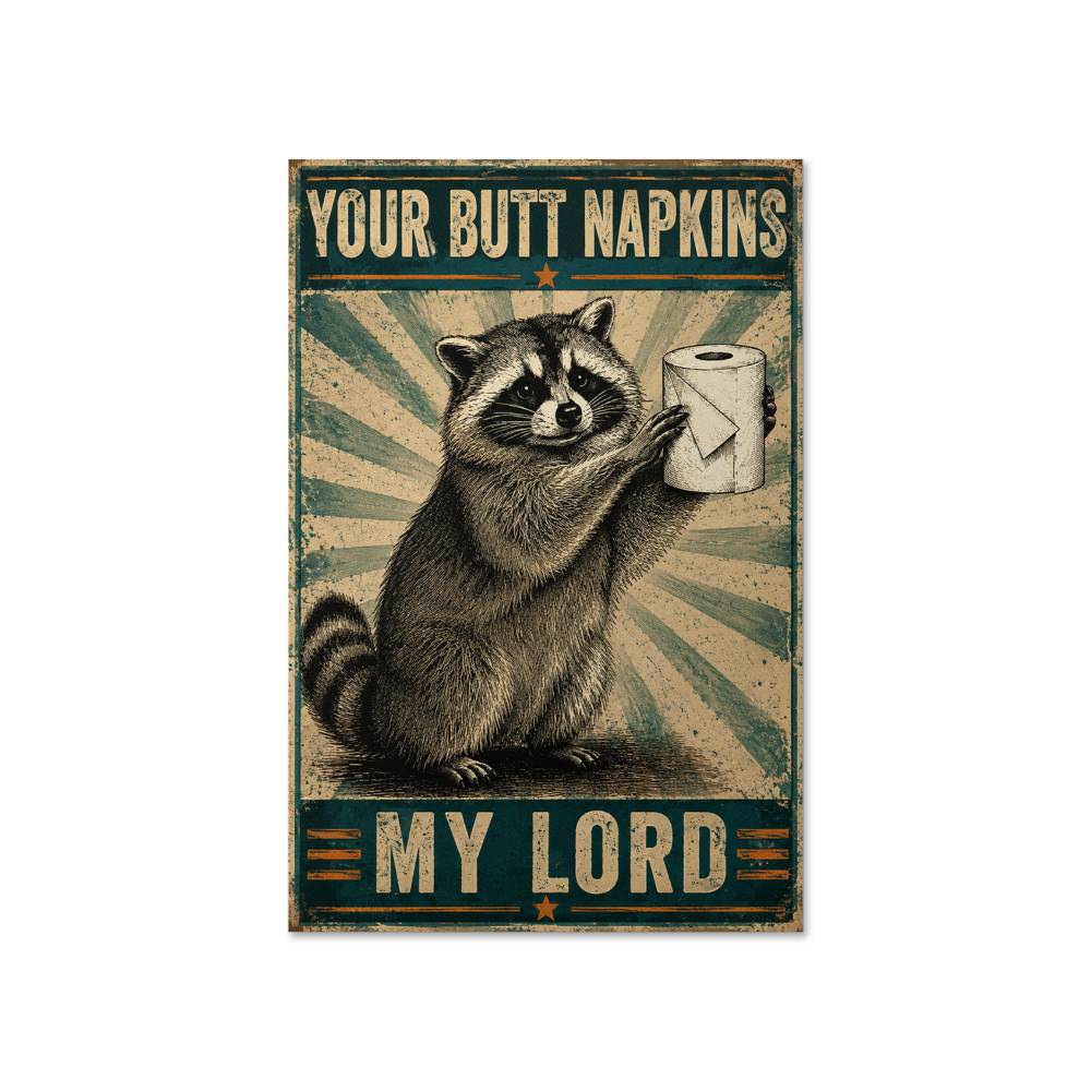 Raccoon Your Butt Napkin My Lord Poster