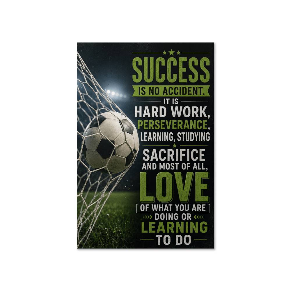 Soccer Success Is No Accident Poster, Motivational Soccer Wall Art, Football Player Gift