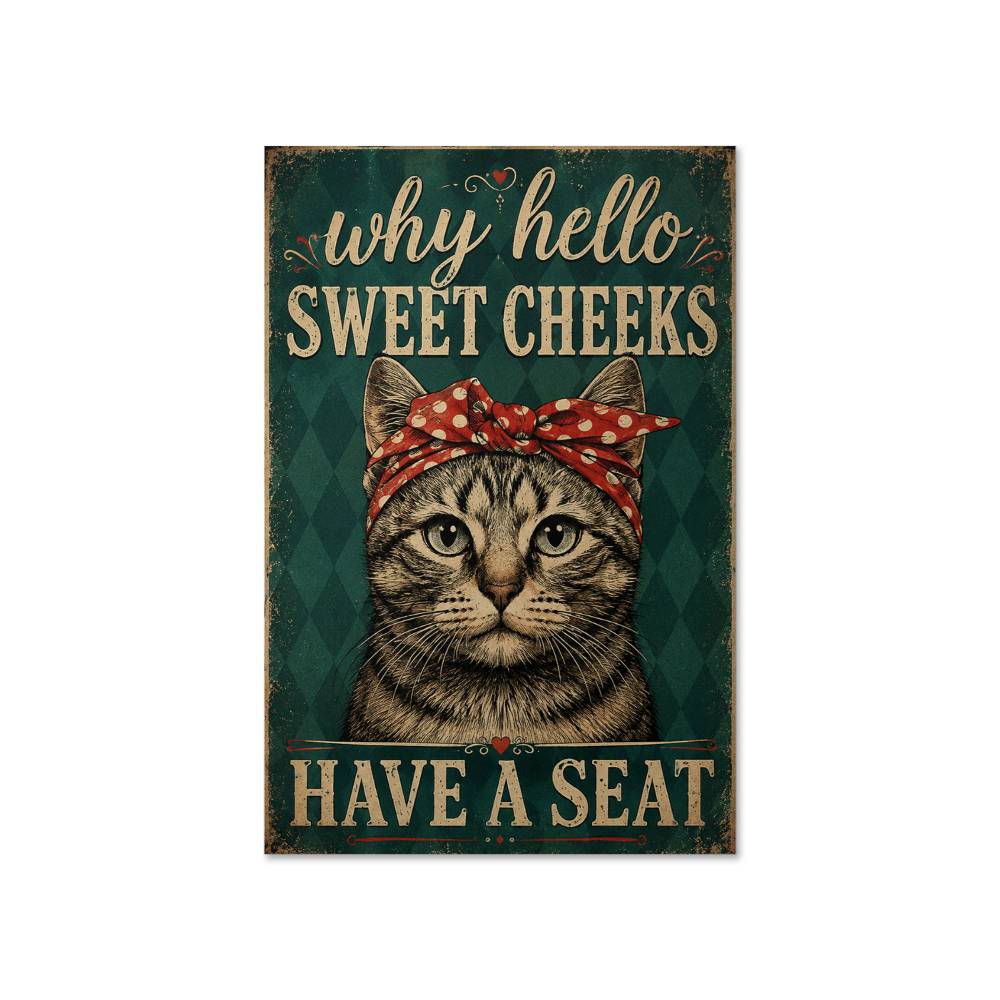 Why Hello Sweet Cheeks Cat Poster