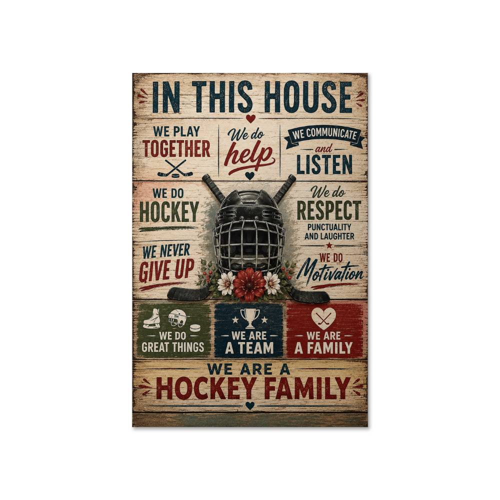 We Are a Hockey Family Poster, Ice Hockey Family Wall Art, Hockey Player Gift