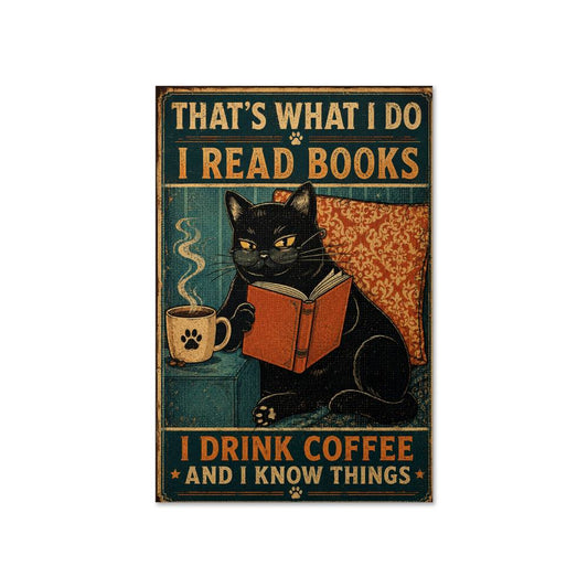 That's What I Do I Read Books I Drink Coffee And I Know Things Black Cat Poster