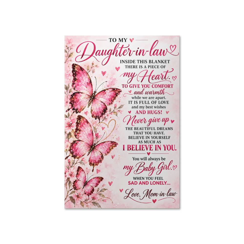 To My Daughter-in-Law Butterfly Poster, Love Mom-in-Law Gift, Inspirational Family Wall Art