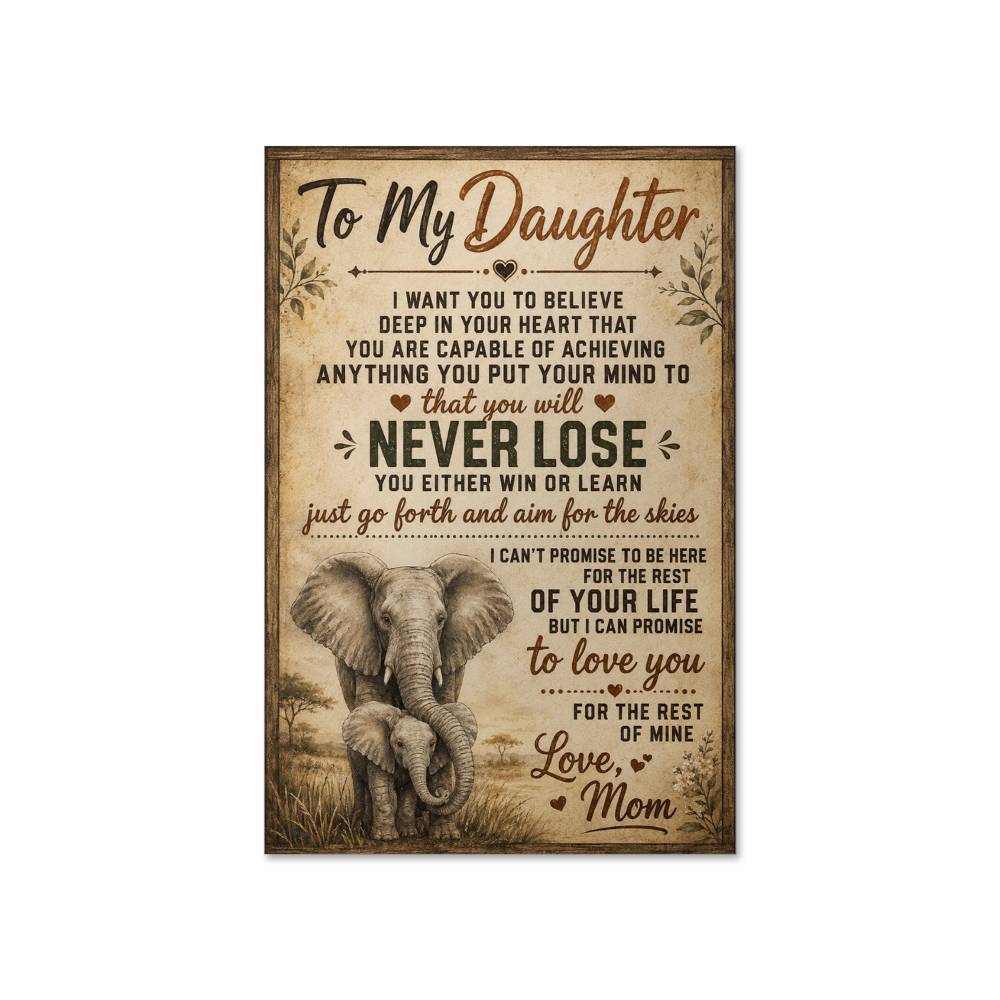 To My Daughter Wall Art Elephant Poster