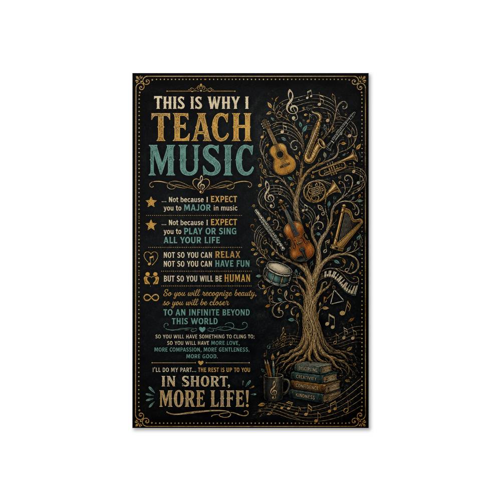 This Is Why I Teach Music Poster, Inspirational Music Teacher Wall Art, Music Classroom Decor