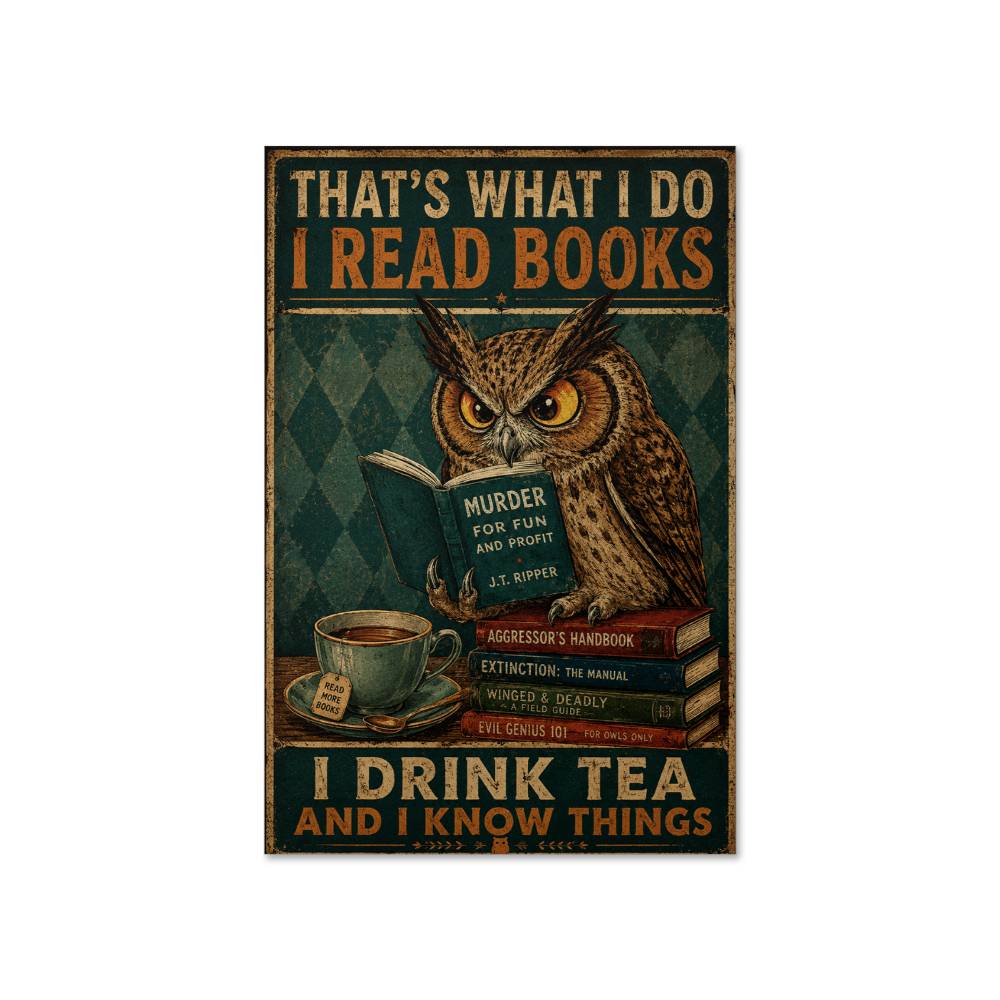 That's What I Do I Read Books and I Drink Tea and I Know Things Owl Poster