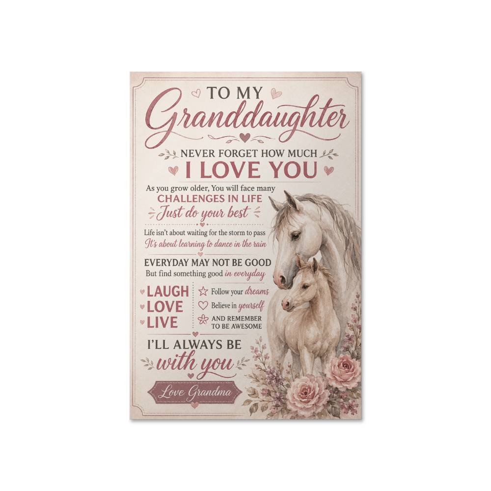 To My Granddaughter Zebra Poster, Gift for Granddaughter from Grandma or Grandpa, Zebra Wall Art, Sentimental Family Print