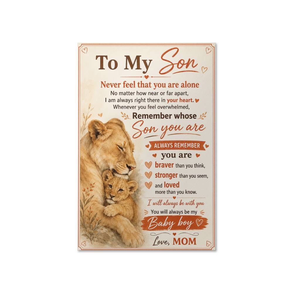 To My Son Poster, Gift for Son from Mom or Dad, Sentimental Son Wall Art, Lion Dad Gift