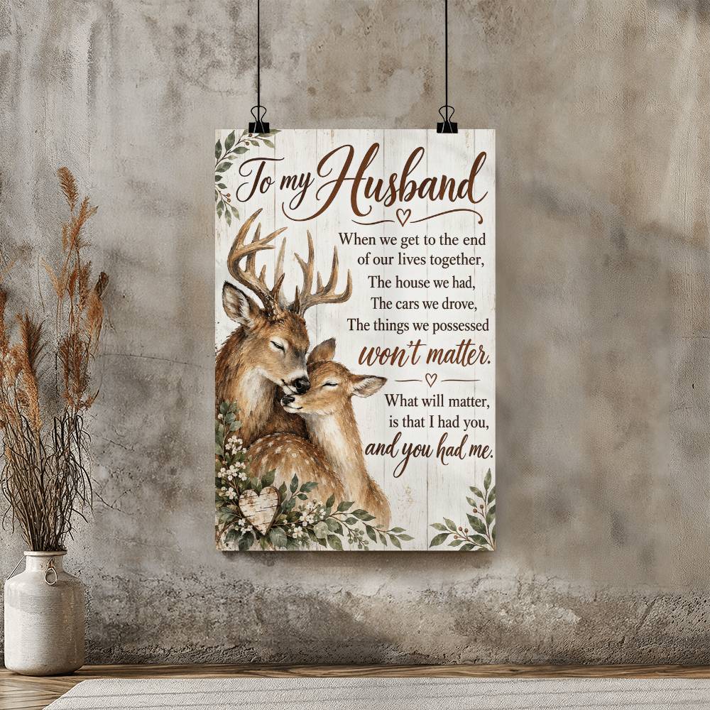 To My Husband Deer Couple Poster, Romantic Husband Gift