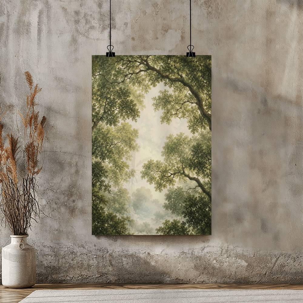 Forest Canopy Green Tree Ceiling Poster