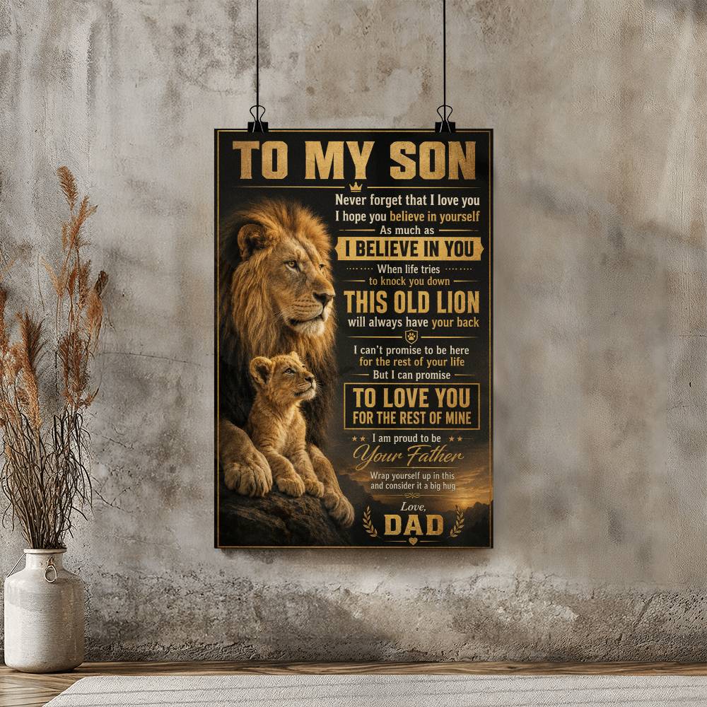 To My Son Lion Dad Poster, Gift from Dad to Son, Father Son Lion Wall Art, Faterh Poster Gift