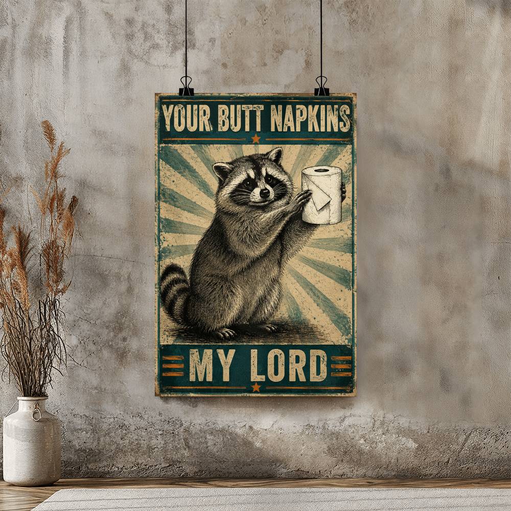 Raccoon Your Butt Napkin My Lord Poster