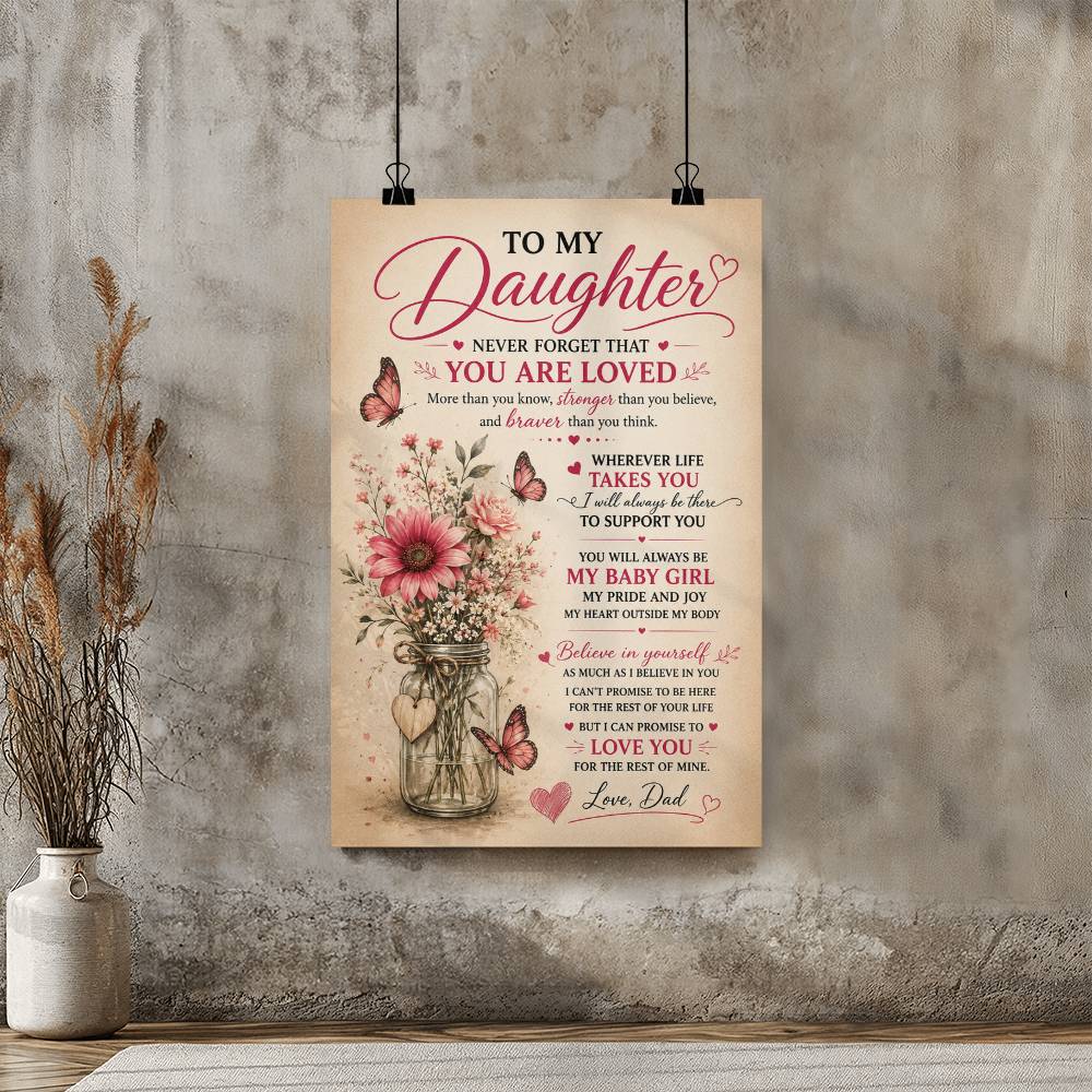To My Daughter Never Forget That You Are Loved Poster