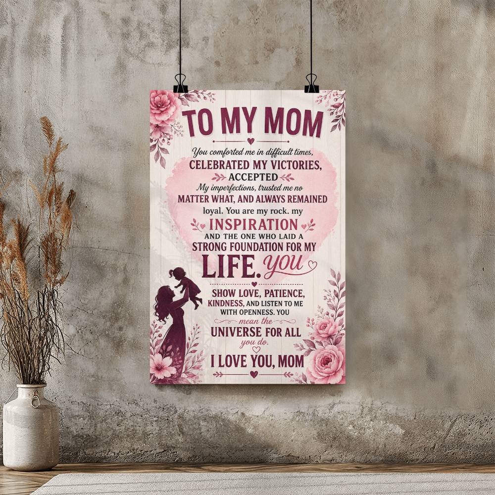 Mom Poster Gift from Daughter, Sentimental Mother Wall Art