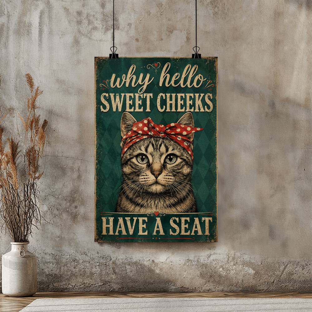 Why Hello Sweet Cheeks Cat Poster