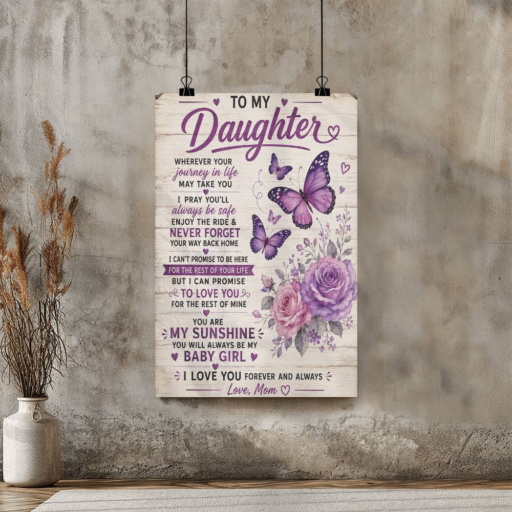 To My Daughter Poster, Gift for Daughter from Mom, Sentimental Daughter Wall Art, Mom Gift