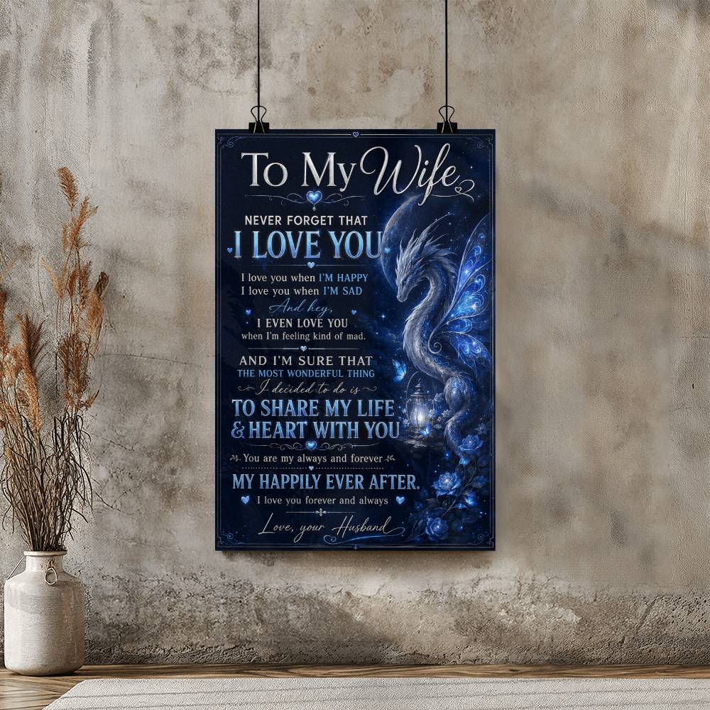 To My Wife Poster, Romantic Gift from Husband, Love Quote Wall Art, Anniversary Gift for Wife