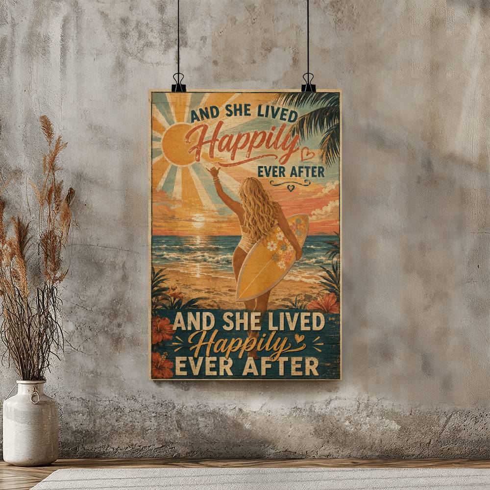 And She Lived Happily Ever After Surfing Girl Poster