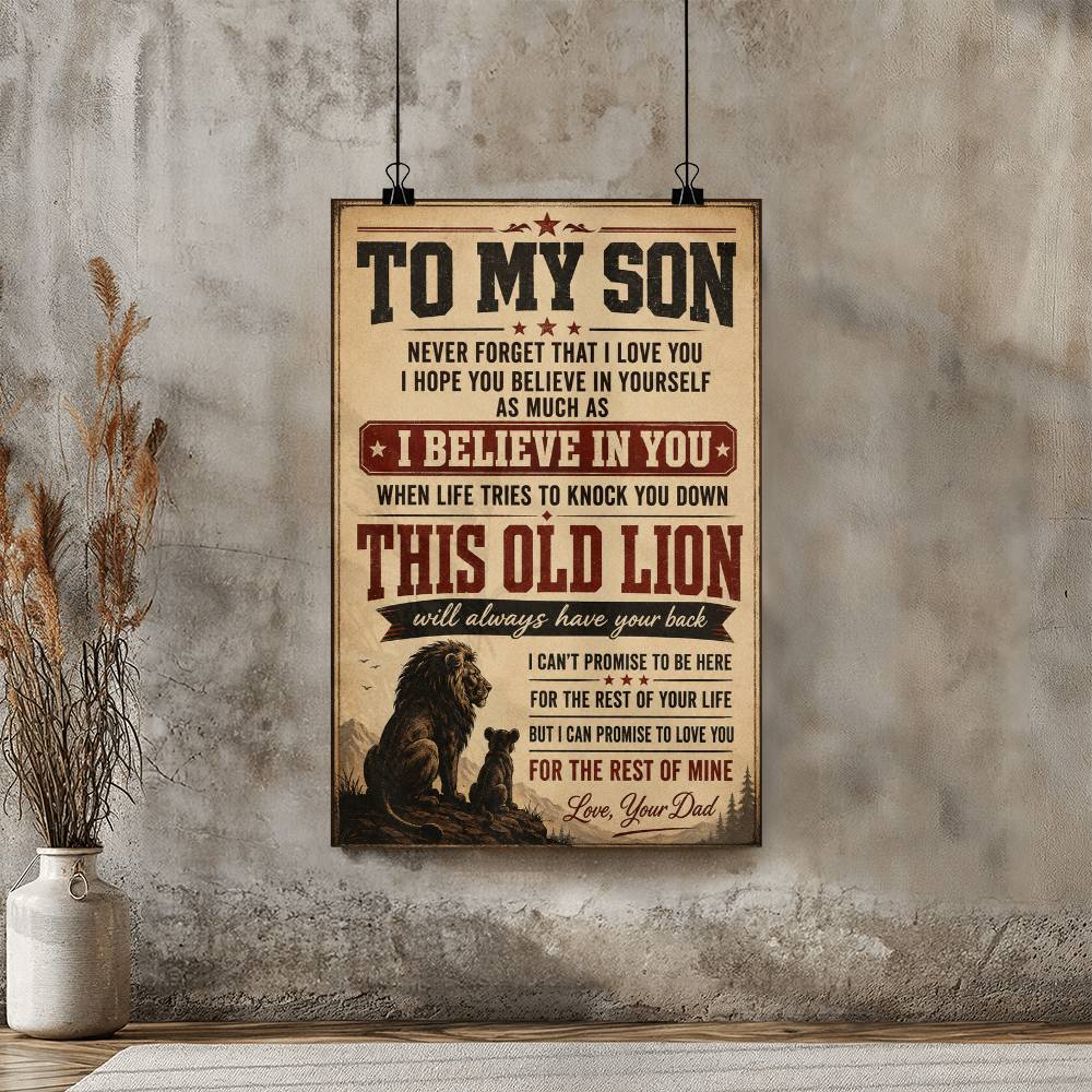 To My Son Lion Dad Poster, Gift from Dad to Son, Father Son Lion Wall Art