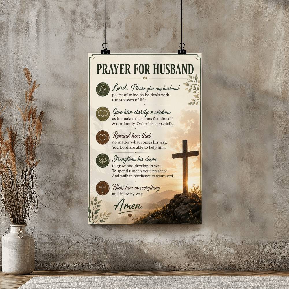 Prayer for Husband Poster, Christian Gift From Wife, Religious Wall Art, Husband Prayer Print
