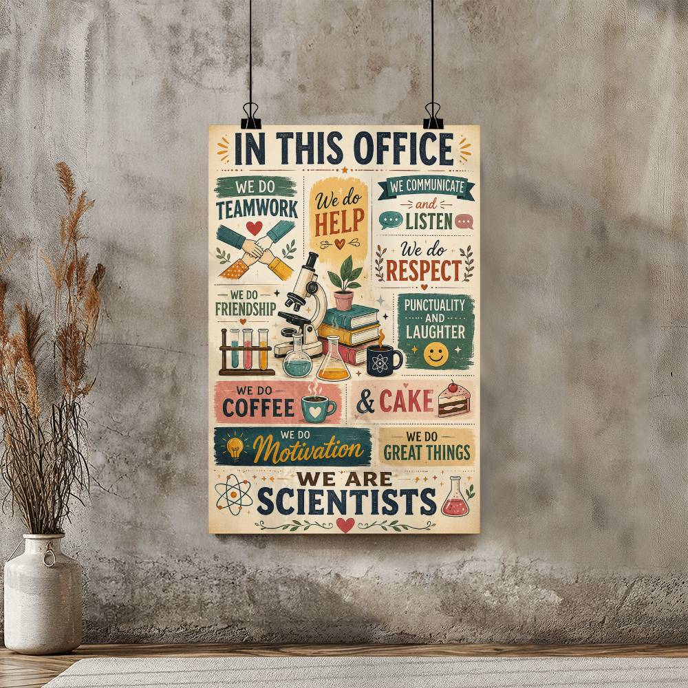 Scientist In This Office Poster, Science Wall Art, Scientist Gift