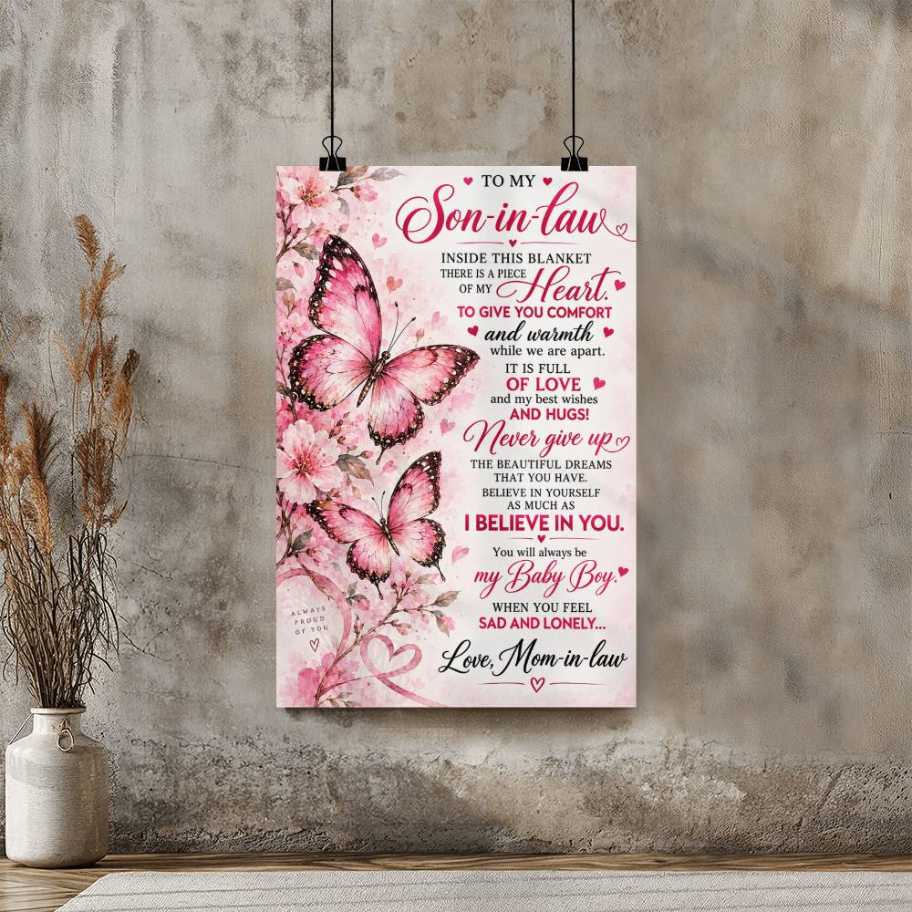 To My Son-in-Law Butterfly Poster – Inspirational Gift from Mother-in-Law