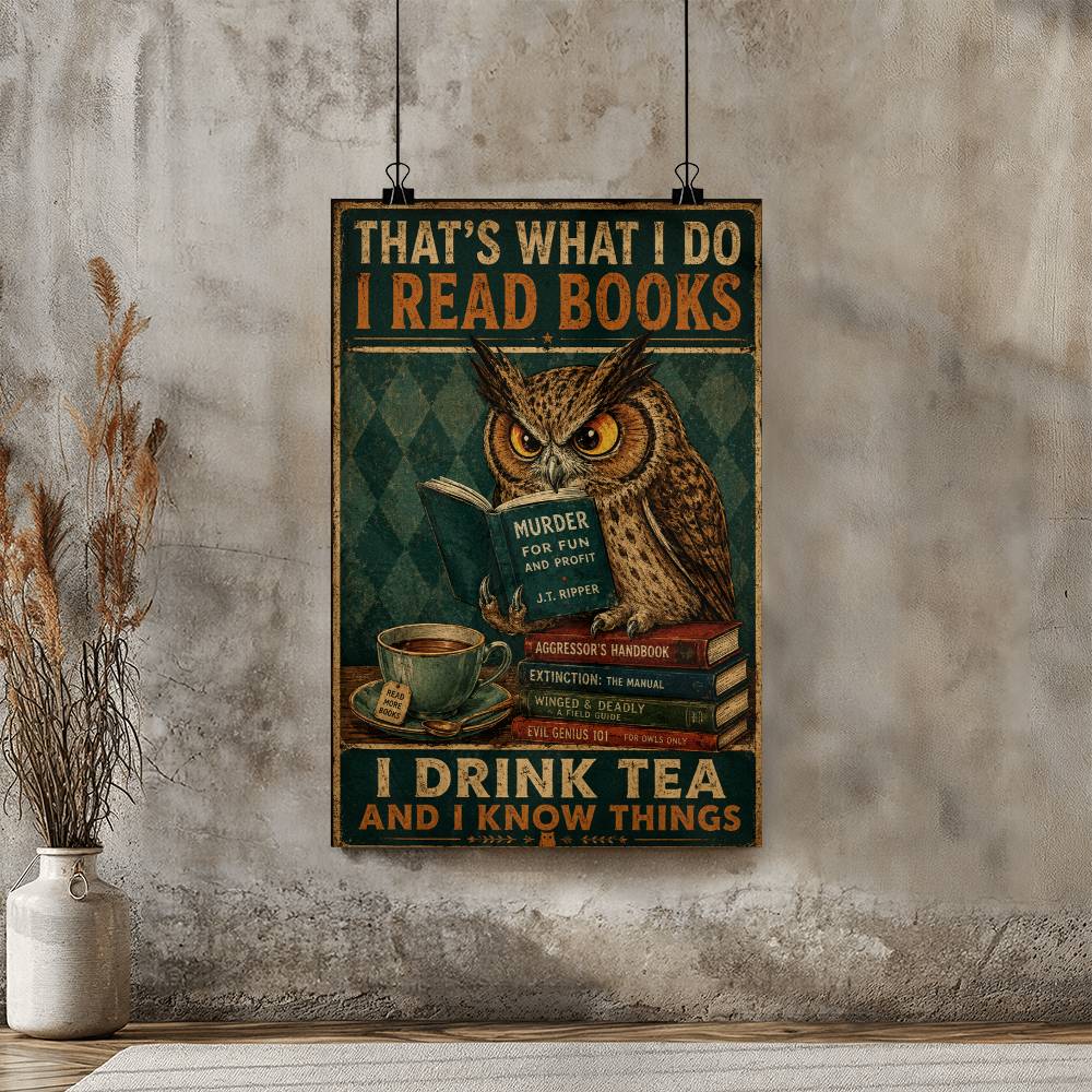That's What I Do I Read Books and I Drink Tea and I Know Things Owl Poster