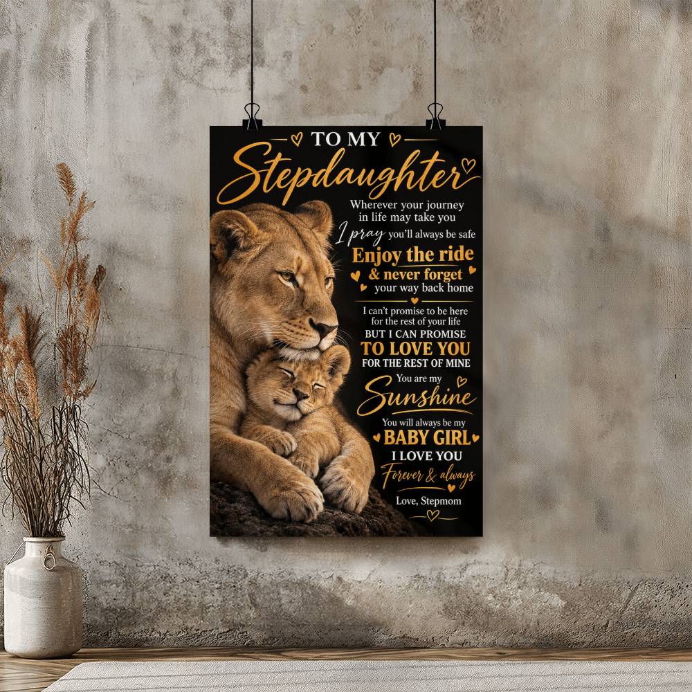 To My Stepdaughter Lioness & Cub Poster, Stepmom to Stepdaughter Gift