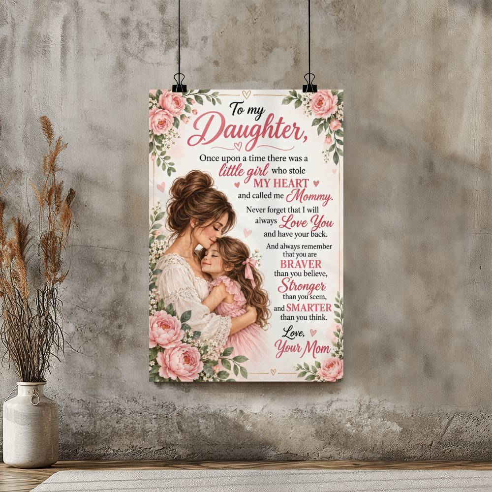 To My Daughter Mom Love Quote Poster - Mother Daughter Floral Decor Poster
