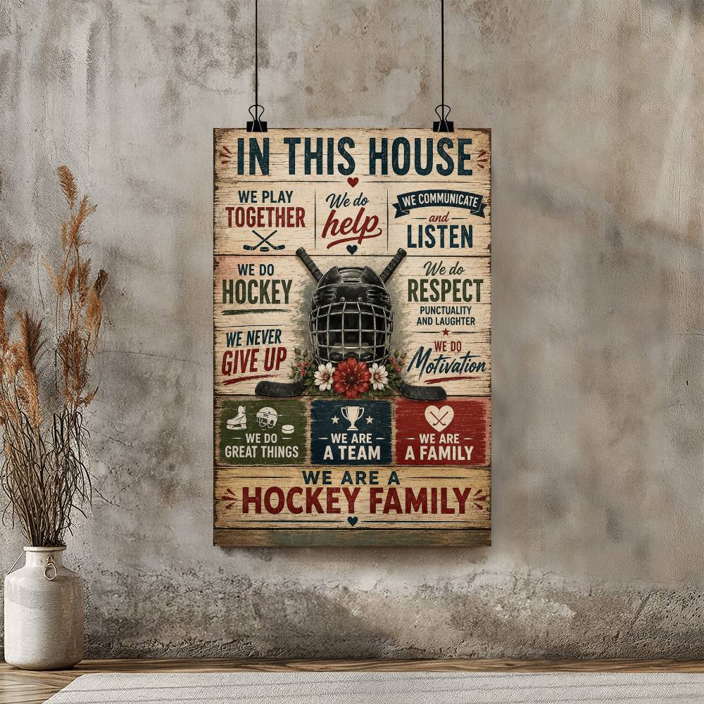 We Are a Hockey Family Poster, Ice Hockey Family Wall Art, Hockey Player Gift